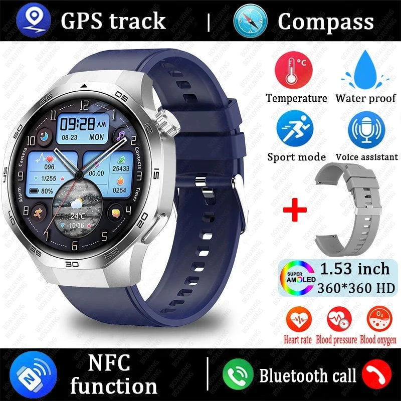 Nic's Electronics Silver blue / Original Watch 5 MAX 2025 New Watch 5 MAX Smart Watch HD AMOLED Screen NFC GPS Tracker Bluetooth Call Waterproof Sports Health Smartwatch Men Women