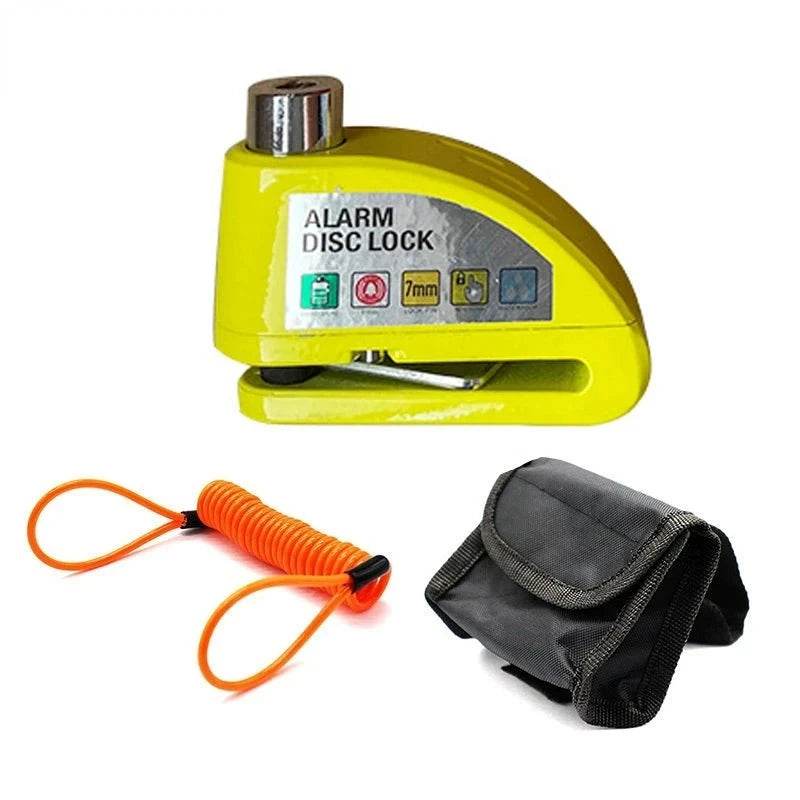 Motorcycle Alarm Disc Brake Lock with Bag & Reminder Rope - Nic's Electronics