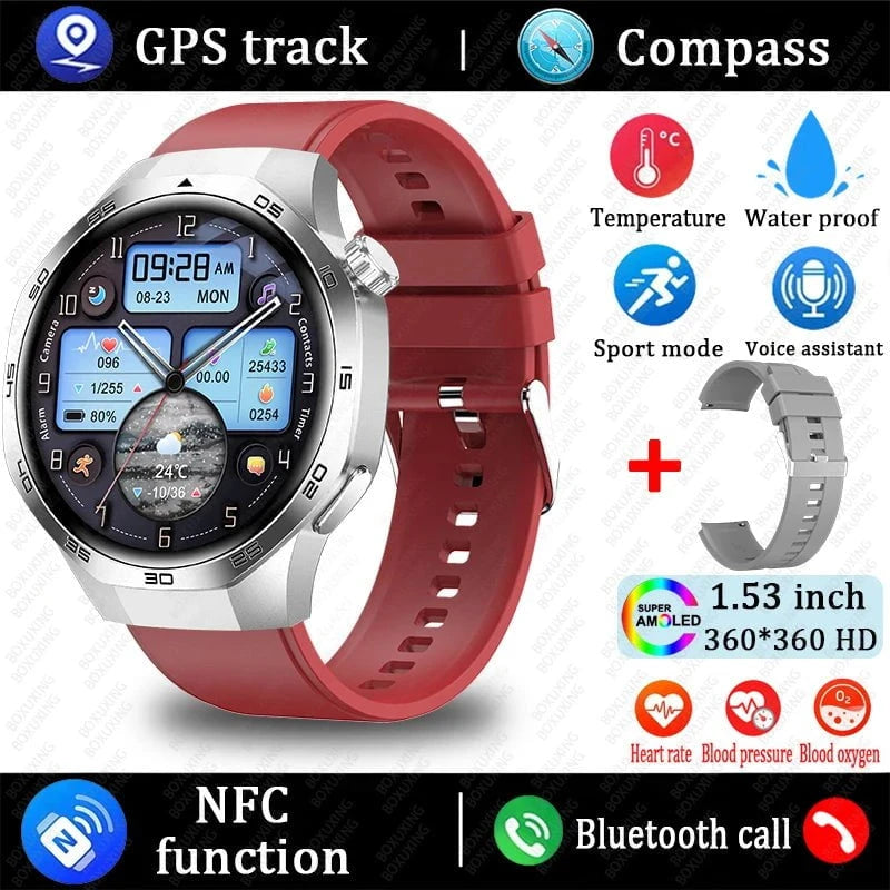 Nic's Electronics Silver red / Original Watch 5 MAX 2025 New Watch 5 MAX Smart Watch HD AMOLED Screen NFC GPS Tracker Bluetooth Call Waterproof Sports Health Smartwatch Men Women