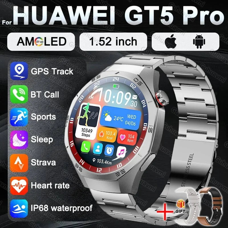 Nic's Electronics Silver Steel 2A / BUSINESS FASHION Smart Watch 5 Pro with AMOLED Display