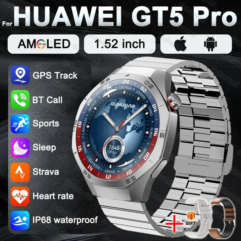 Nic's Electronics Silver Steel B 2A / BUSINESS FASHION Smart Watch 5 Pro with AMOLED Display