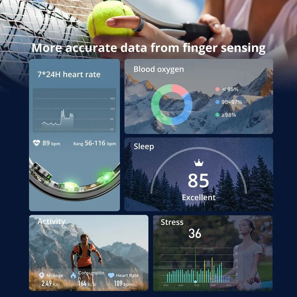 Nic's Electronics Smart Fitness Ring with 39-Day Battery