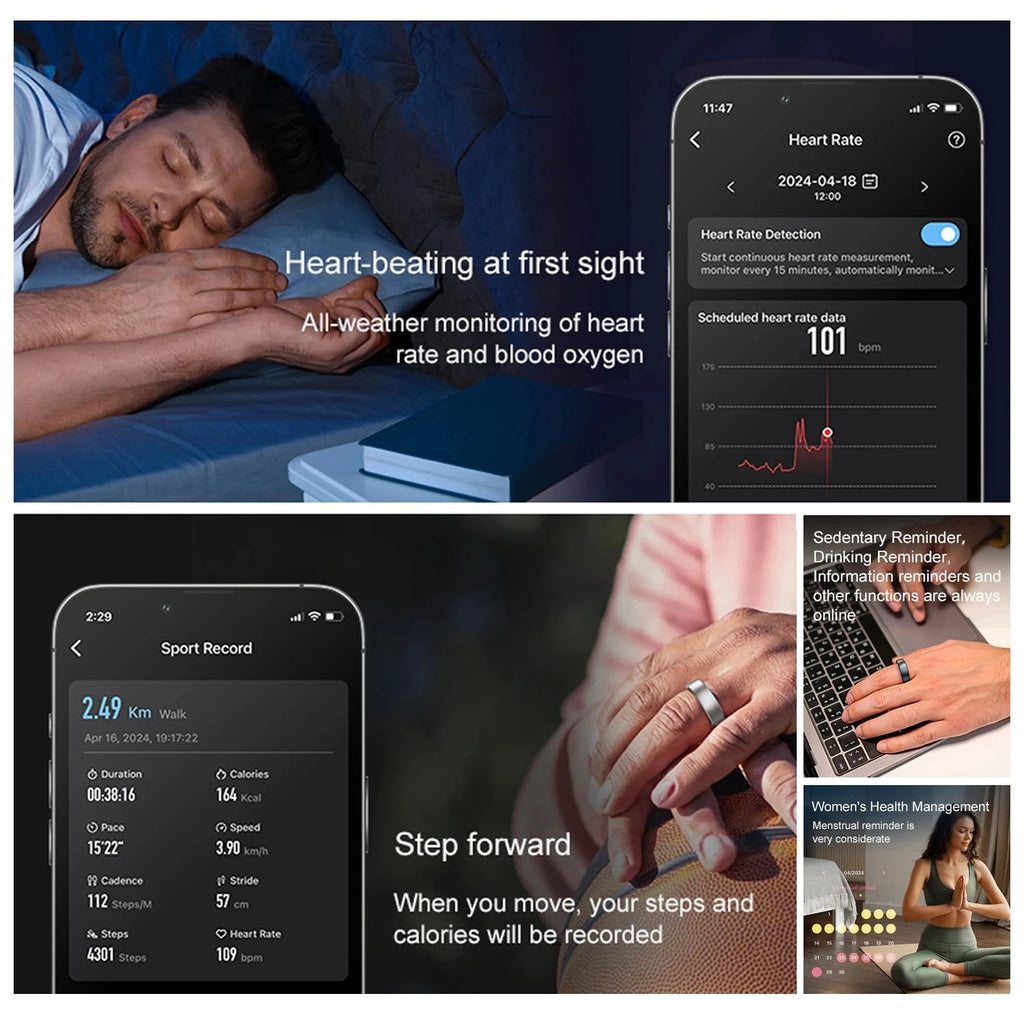 Nic's Electronics Smart Health Ring with Charging Dock
