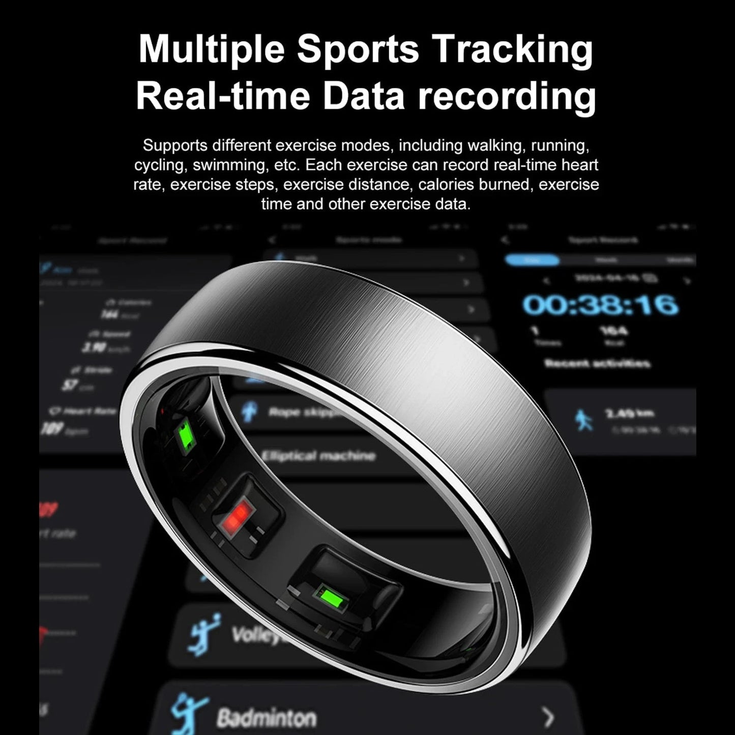 Nic's Electronics Smart Health Ring with Charging Dock