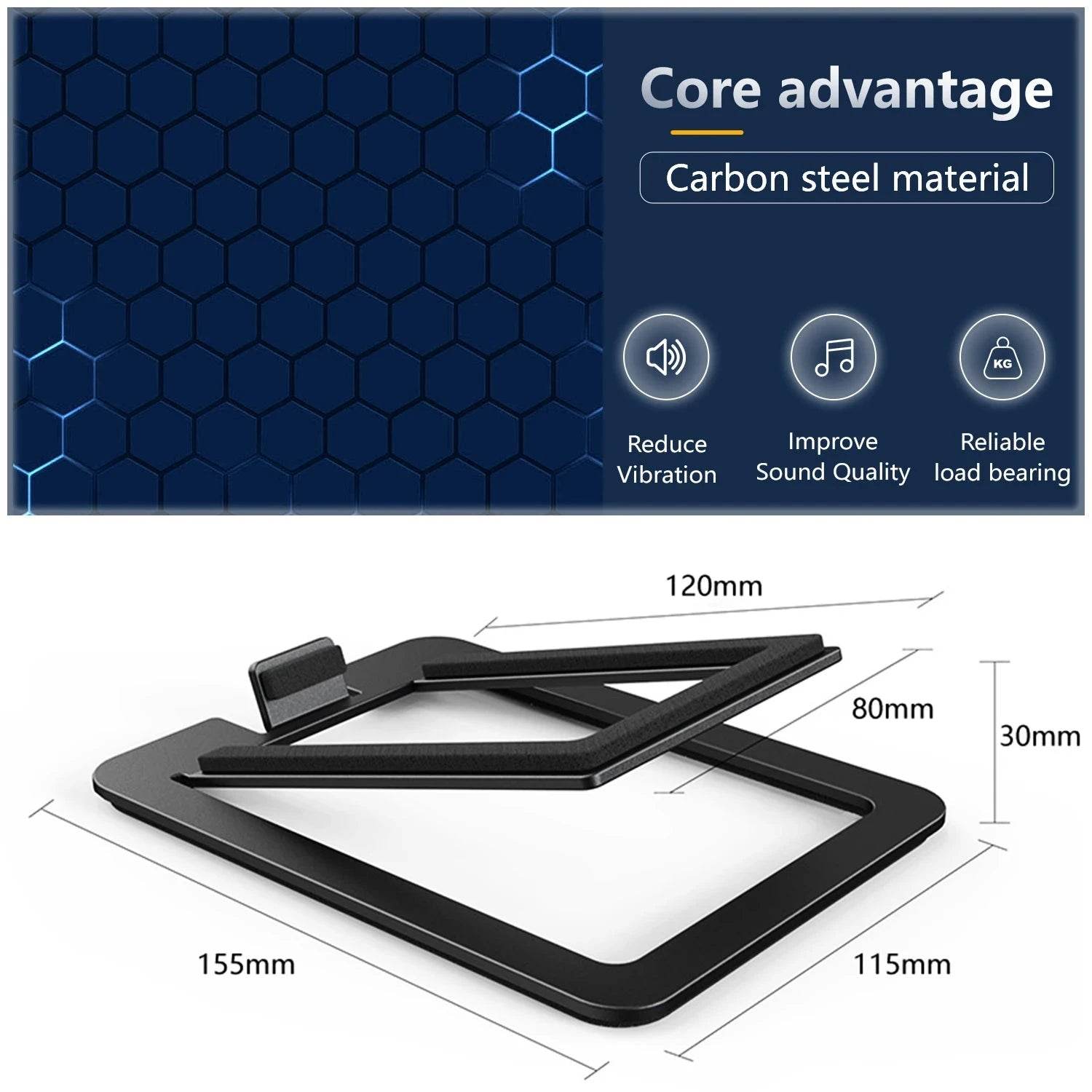 Carbon Steel Speaker Base Stand with Shock Absorption - Nic's Electronics