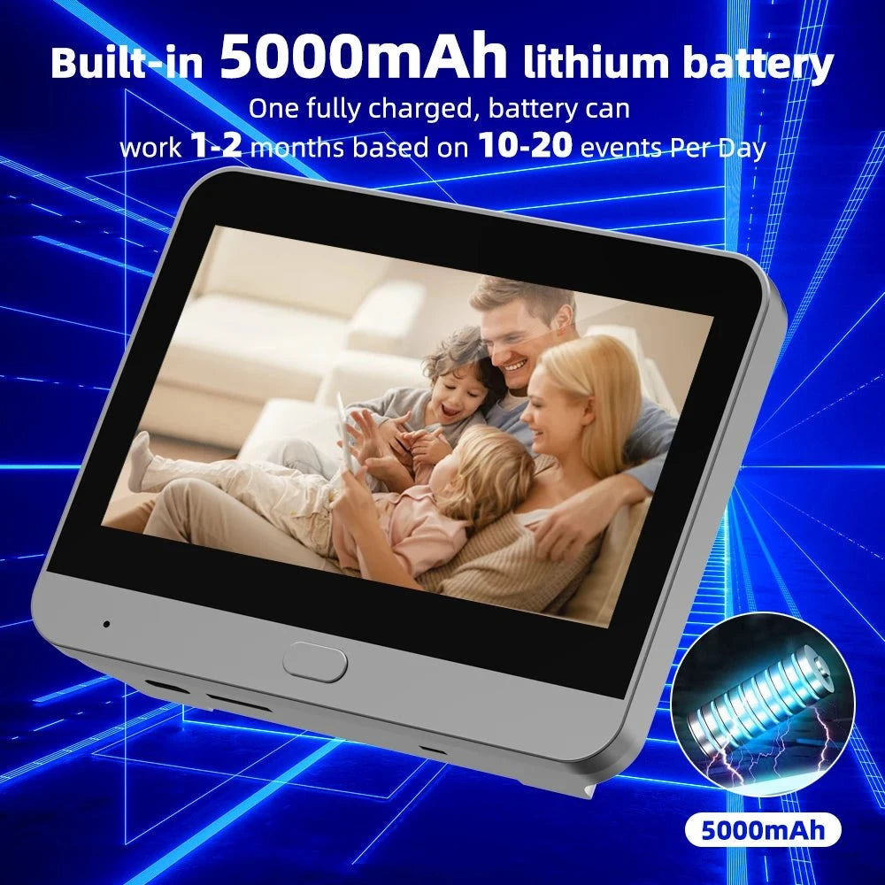 Nic's Electronics Tuya Smart 3MP 140° Wide View Angle Mini Digital Peephole Eye Viewer WiFi IR PIR Detection Doorbell Door Camera Alexa Google