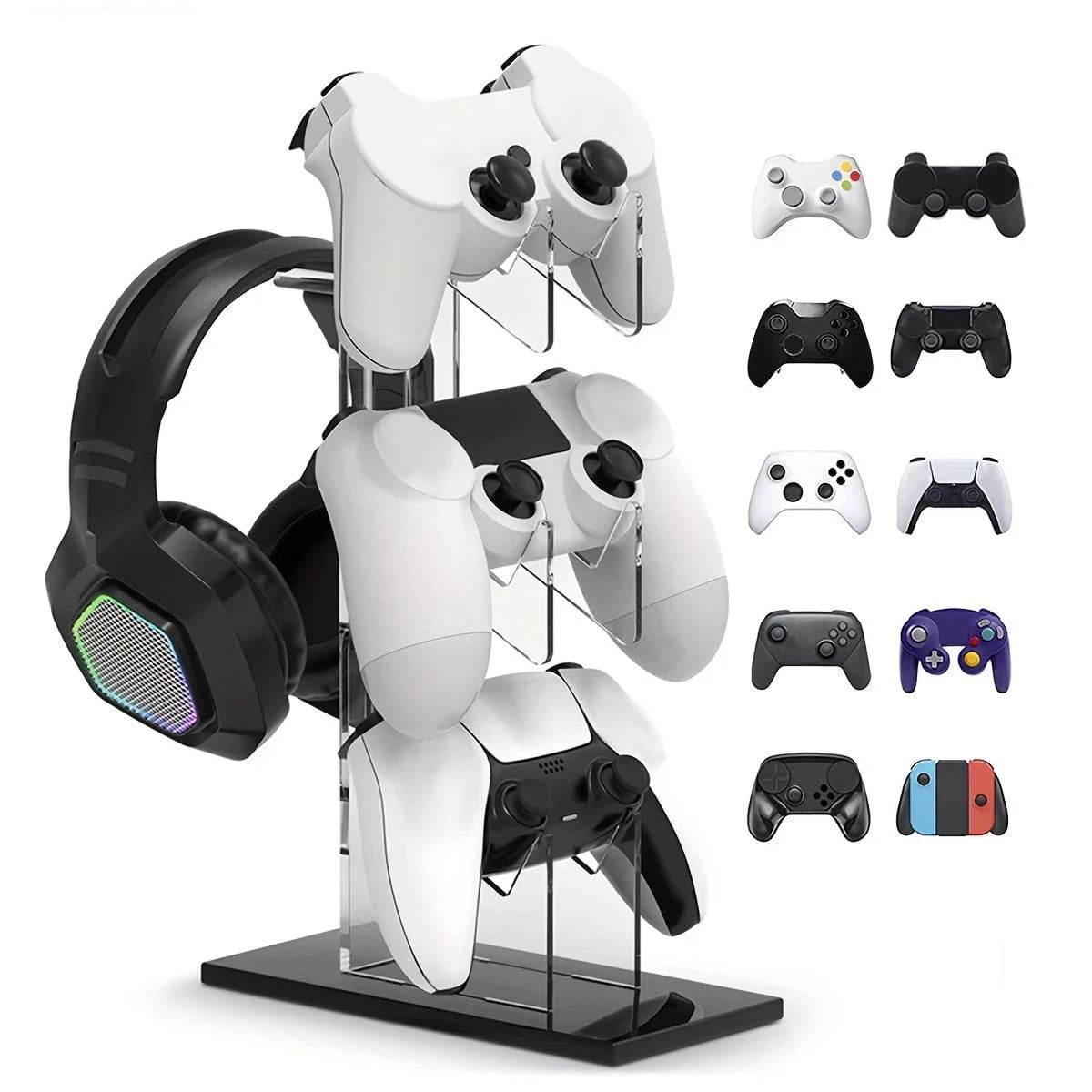 Universal 3-Layer Controller & Headphone Holder for PS5/PS4 – Black, White, Transparent - Nic's Electronics