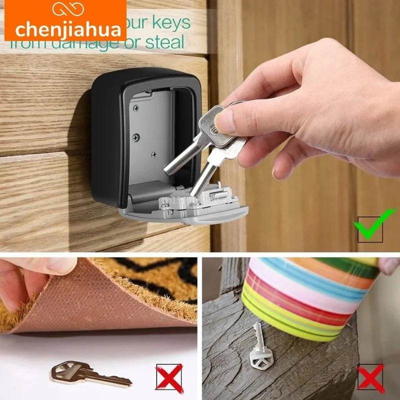 Nic's Electronics Wall Mount Key Storage Secret Box Organizer 4 Digit Combination Password Security Code Lock No Key Home Key Safe Box