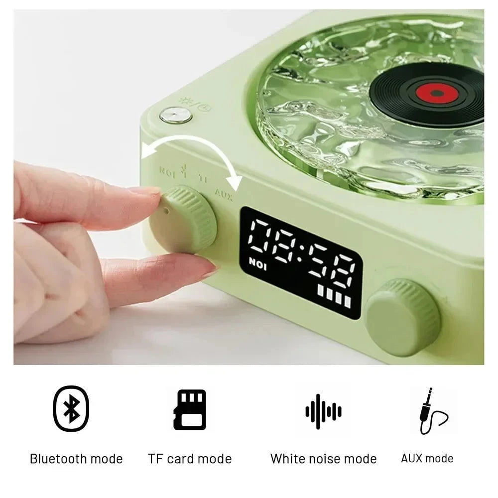 Nic's Electronics Waves Vinyl Player Bluetooth Speaker with White Noise Retro Turntable Speaker Sleep Aid Vitrola Shaped Speaker with RGB Light