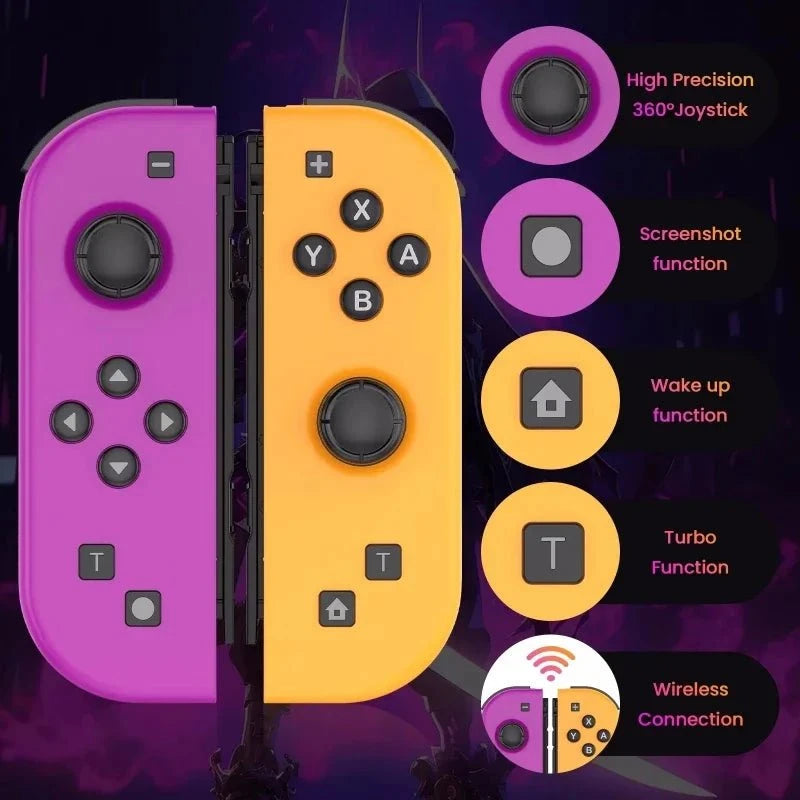 Nic's Electronics Wireless Gamepad For Switch/OLED/IOS/Android/PC Bluetooth Controller Joystick With Trubo Wake UP 6 Axis Gyro Joycon Game Console