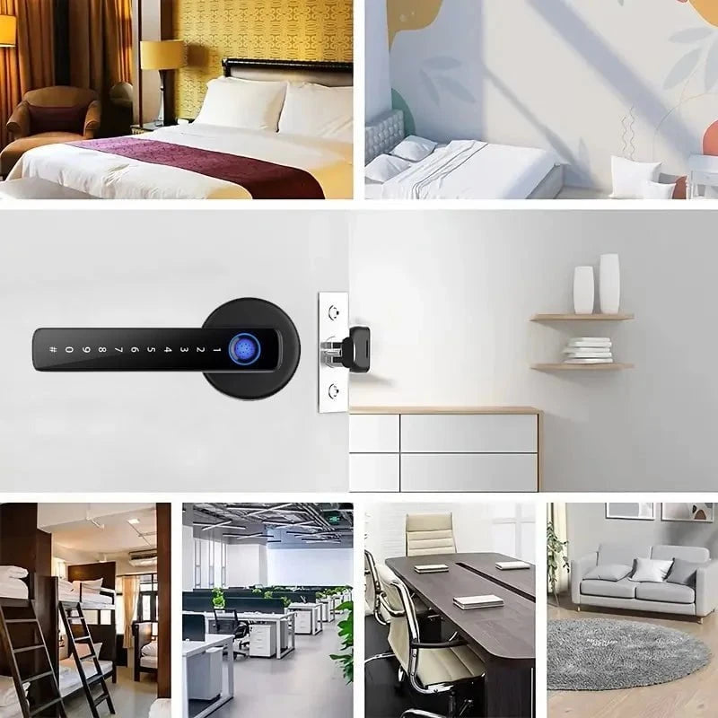 Nic's Electronics XSDTS M5 Tuya BLE Fingerprint Door Lock Digital Electronic Lock with Password/Key/IC Card/ Smartlife/ Tuya APP Unlock