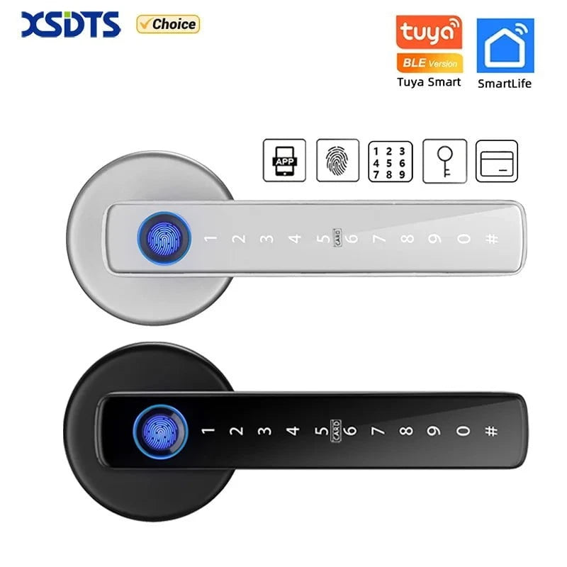 Nic's Electronics XSDTS M5 Tuya BLE Fingerprint Door Lock Digital Electronic Lock with Password/Key/IC Card/ Smartlife/ Tuya APP Unlock