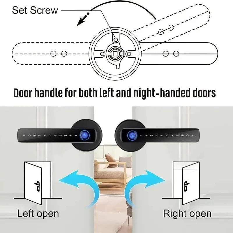 Nic's Electronics XSDTS M5 Tuya BLE Fingerprint Door Lock Digital Electronic Lock with Password/Key/IC Card/ Smartlife/ Tuya APP Unlock