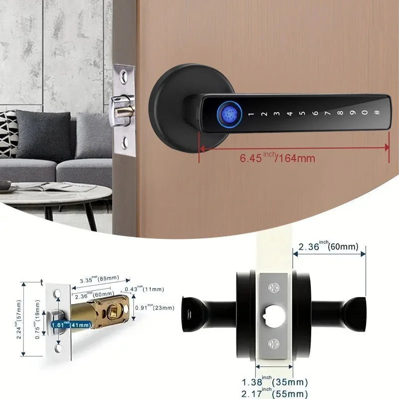 Nic's Electronics XSDTS M5 Tuya BLE Fingerprint Door Lock Digital Electronic Lock with Password/Key/IC Card/ Smartlife/ Tuya APP Unlock