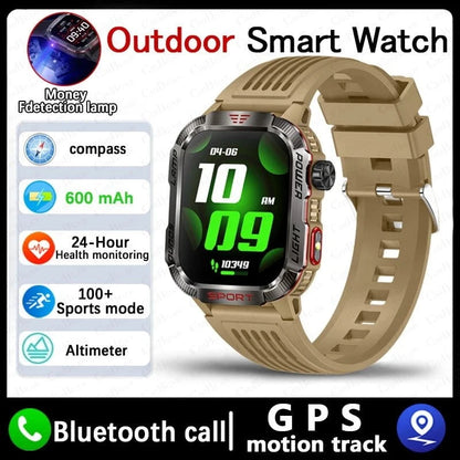 Nic's Electronics Yellow silicone belt Military GPS Smartwatch with Compass