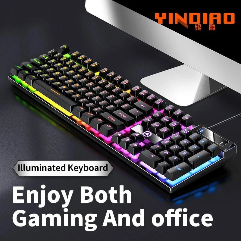 Nic's Electronics YINDIAO Keyboard Gaming Wired Laptop Desktops PC Computer Office Accessories Low Profile Gamer Keyboards With Numpad
